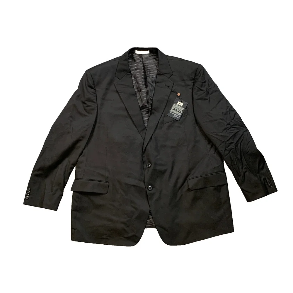 Joseph Abboud Blazer Men 48 Black Wool Single Breasted Two-Button Notch Made USA